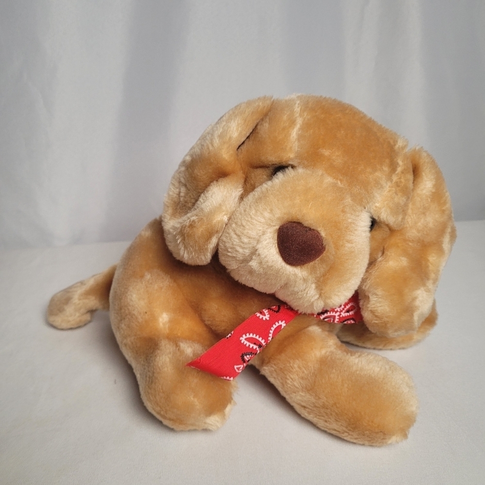 VTG Animal Fair 10" Golden Lab Puppy Dog Plush Stuffed Toy Red Bandana